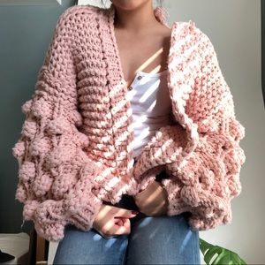 Chunky bubble sleeve cardigan
